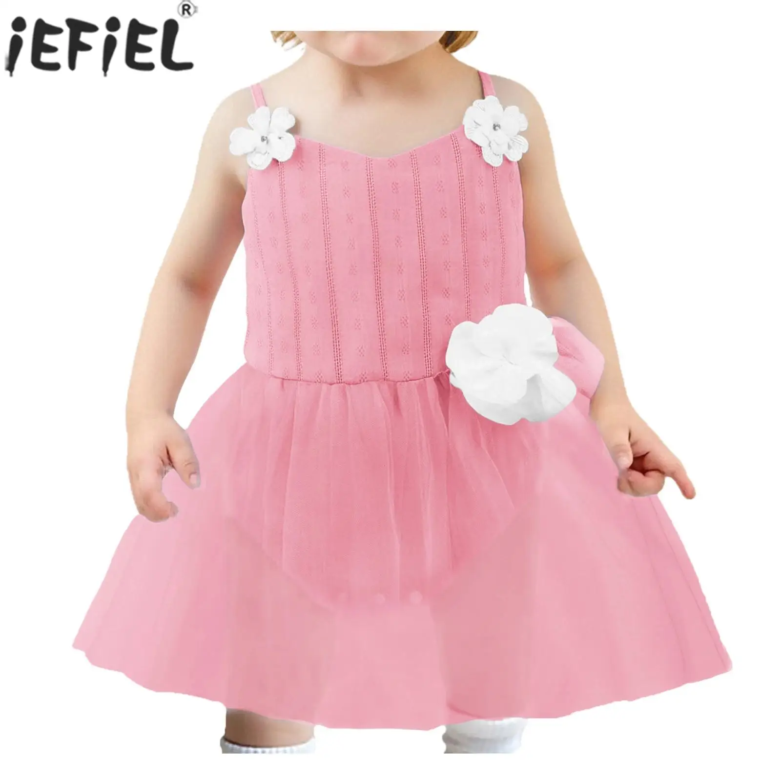 

Baby Girls Summer Sweet Cute Applique Tutu Romper Dress Spaghetti Straps Tulle Formal Gown for Wedding Birthday Party Pageant
