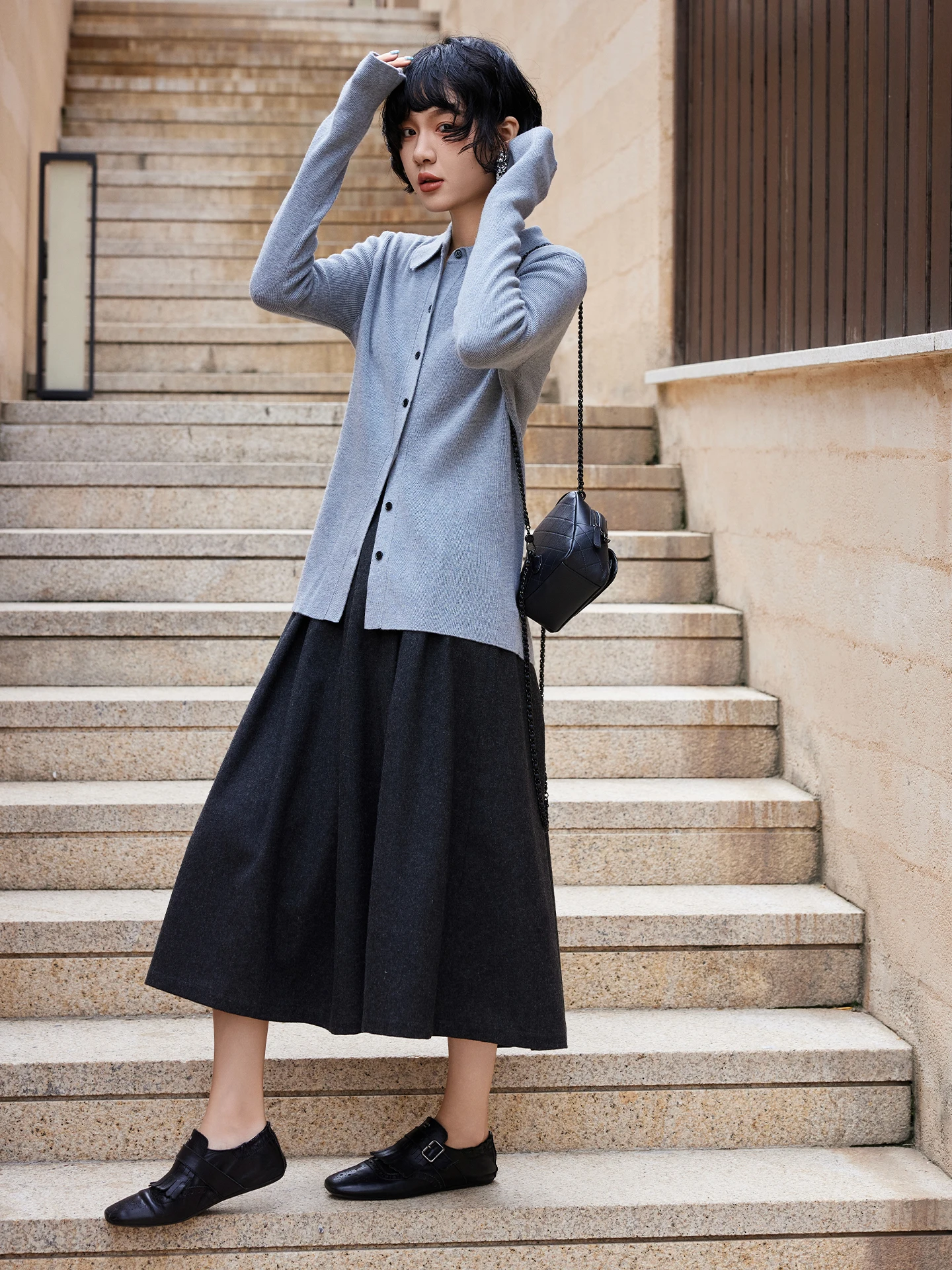 

Comfortable Deep ey Knitted Button up Cardigan Spring Lazy Sle Soft Inner Wear Casual Loose Fit Long Sve Ladies Sweater