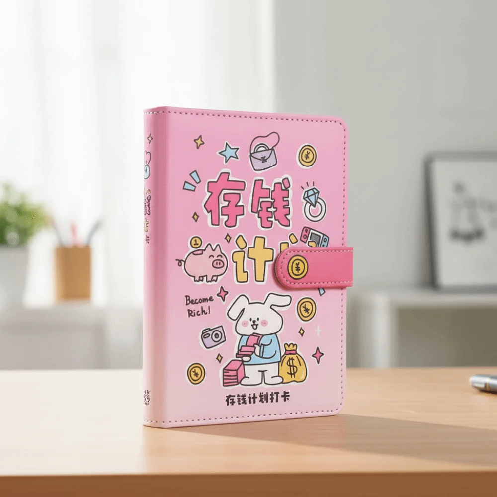 محفظة تخزين توفير المال الموثق بو الجلود كتيب الميزانية الموثق مع قفل المغلفات النقدية 50 ورقة مخطط المنظم #2