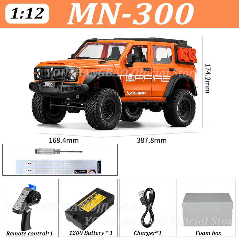 

1/12 MN-300 Full-Proportional 4-Wheeled Remote-Controlled Climbing Vehicle 2.4G All-Terrain Remote-Controlled Vehicle Model Gift