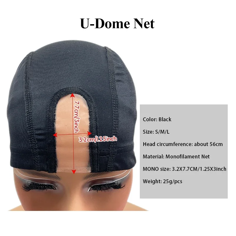 U-Shaped Wig Hat com Elastic Dome, Mantenha sua peruca no lugar e olhar impecável, homens e mulheres, 1Pc