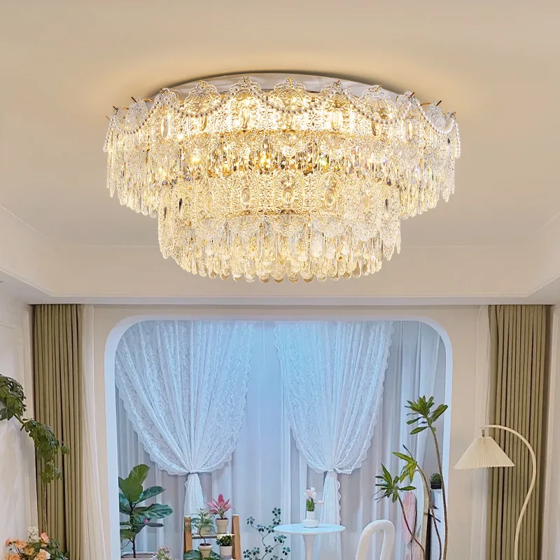 Atmospheric French Modern Style LivingRoom Shell Ceiling Lamp Luxury Pearl Handmade Glass Bedroom