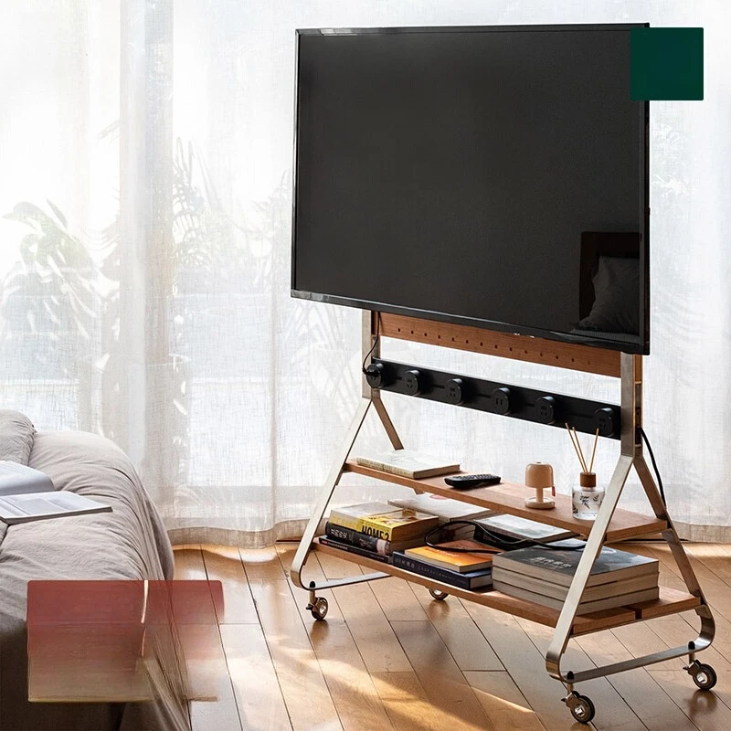 جميع أجهزة التلفاز المحمولة قوس الفولاذ المقاوم للصدأ شقة صغيرة غرفة المعيشة غرفة نوم رصد الطابق شماعات الخشب الصلب #1