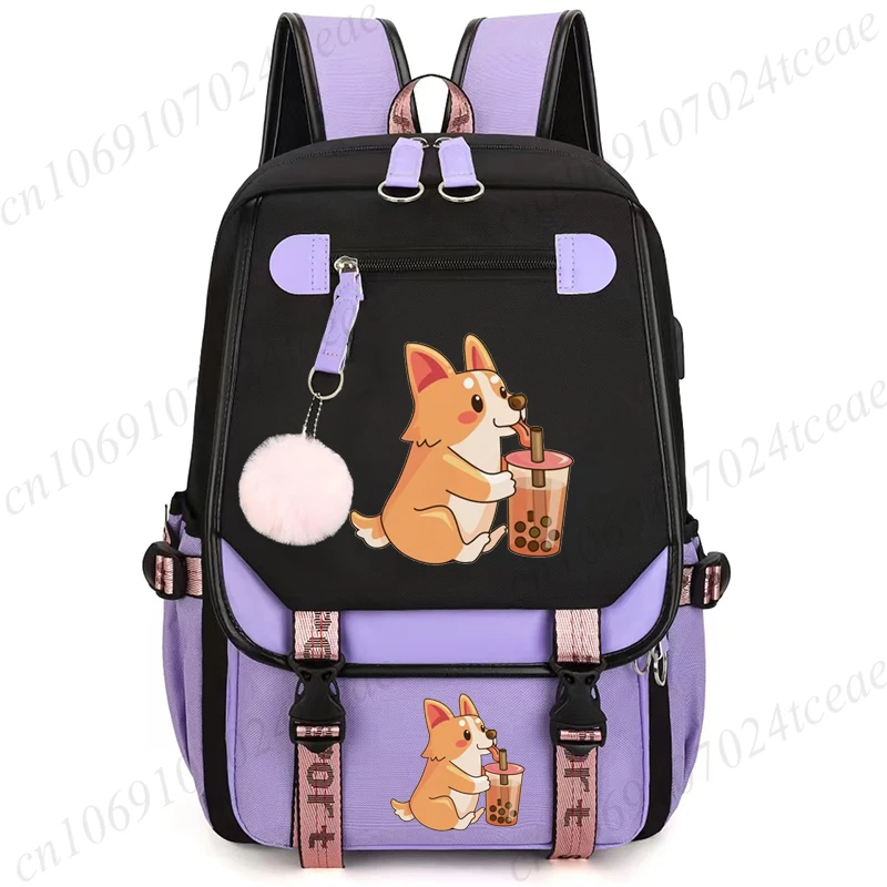 

Corgi Student School Backpack, Cute Corgi Puppy Book Bag, Lightweight Shoulder Rucksack, Casual Daily Daypack for Kids Teens