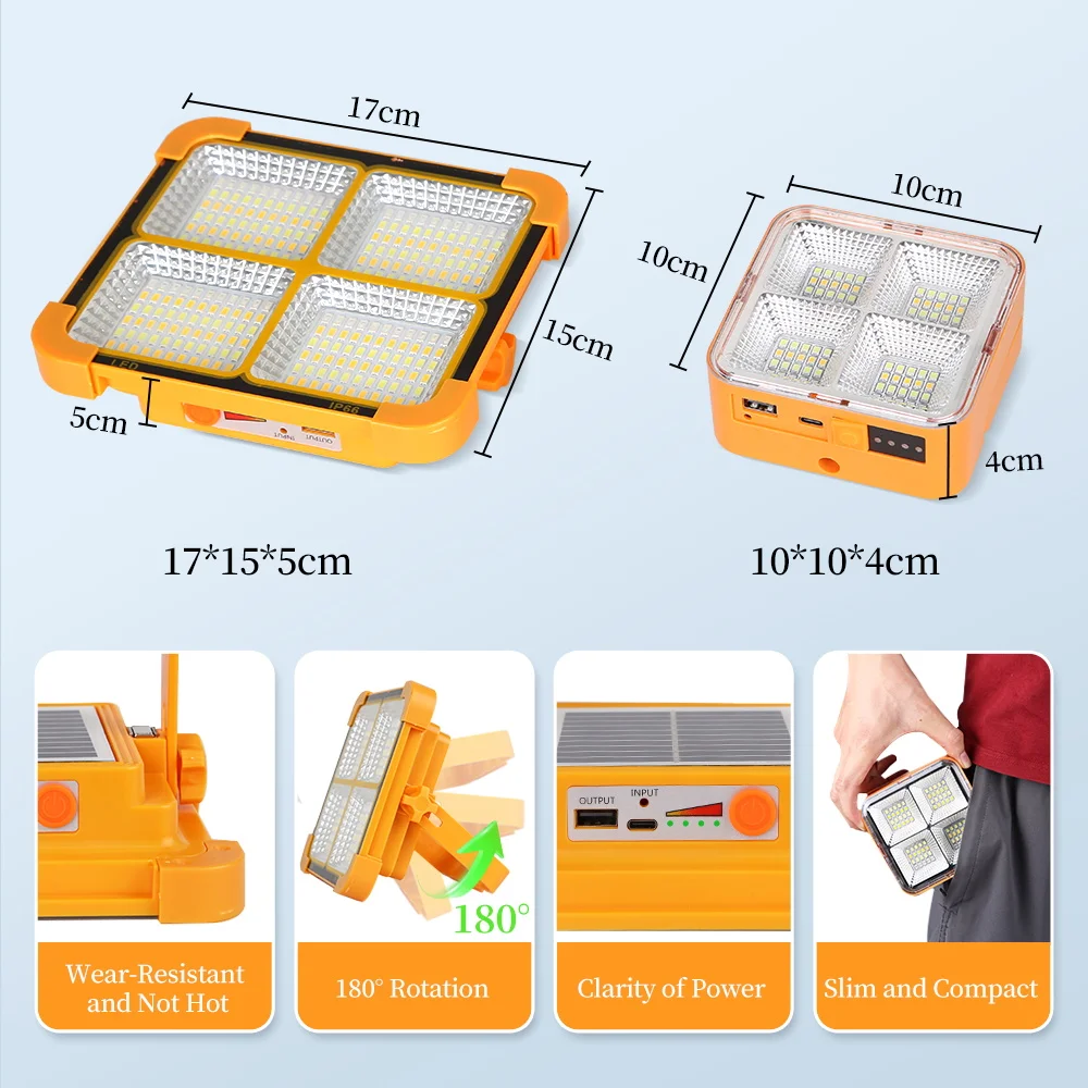 Solar Camping Lights Portable Lantern Waterproof SMD Rechargeable Outdoor Hanging Lights Fill Light Work Maintenance Lighting