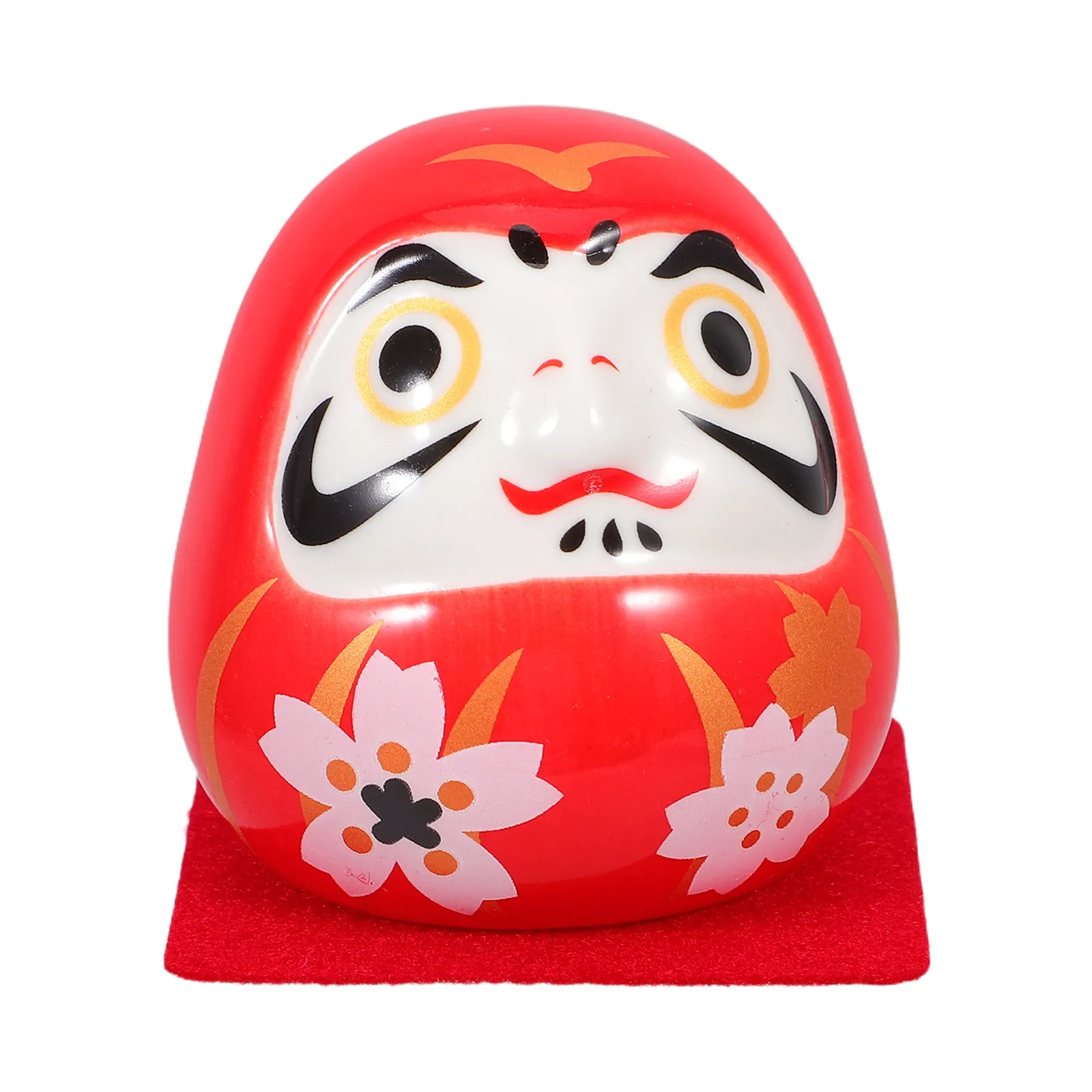 

Ceramic Dharma Egg Ornament Japanese Cherry Blossom Symbol Good Luck Desktop Feng Shui Decor Dharma Good Luck Zen Statue