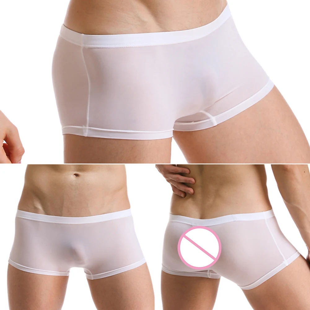 

Brand New Comfortable Underwear Sexy Men\\'s Lingerie Boxer Brief Breathable Low Waist Pouch Transparent For Men