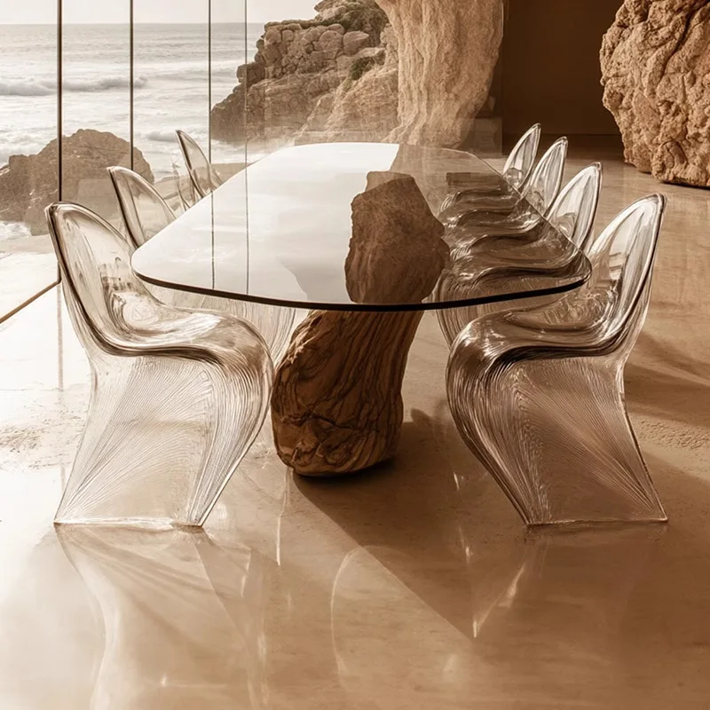 Resin furniture light luxury study desk conference table consultation meeting guest crystal tea table