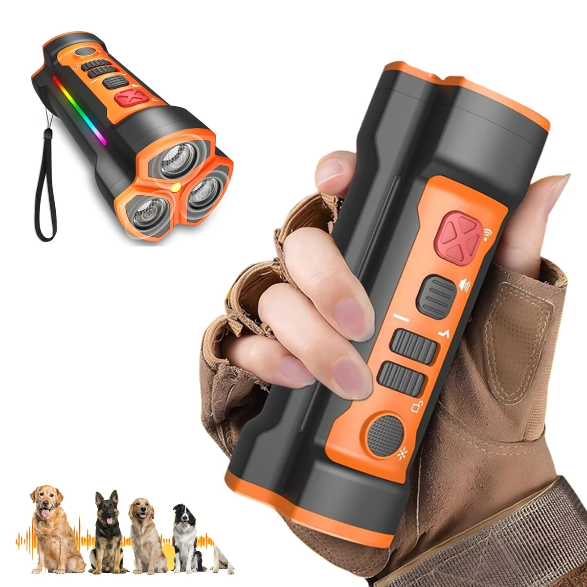 

3 in1 Smart Pet Ultrasonic Dog Repeller High Power Triple Sonic W/ Led Anti-bark for Dogs Training Long Standby Dogs Accessories