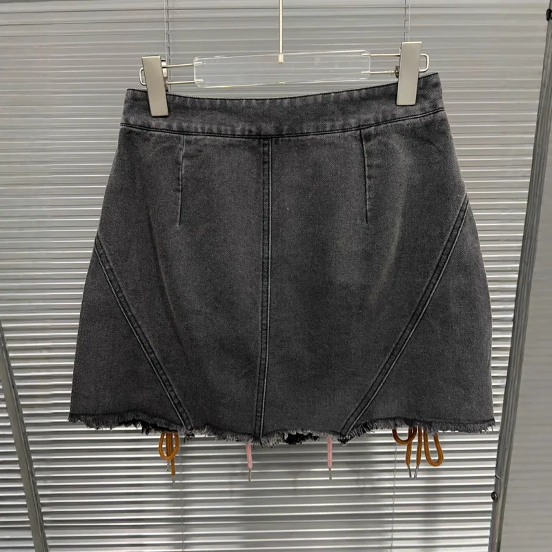 ANJY Spring Autumn New Women Fashionable Elegant Versatile Slimming Short Denim Skirt Trend Chic Street Style Strap Skirt A17603