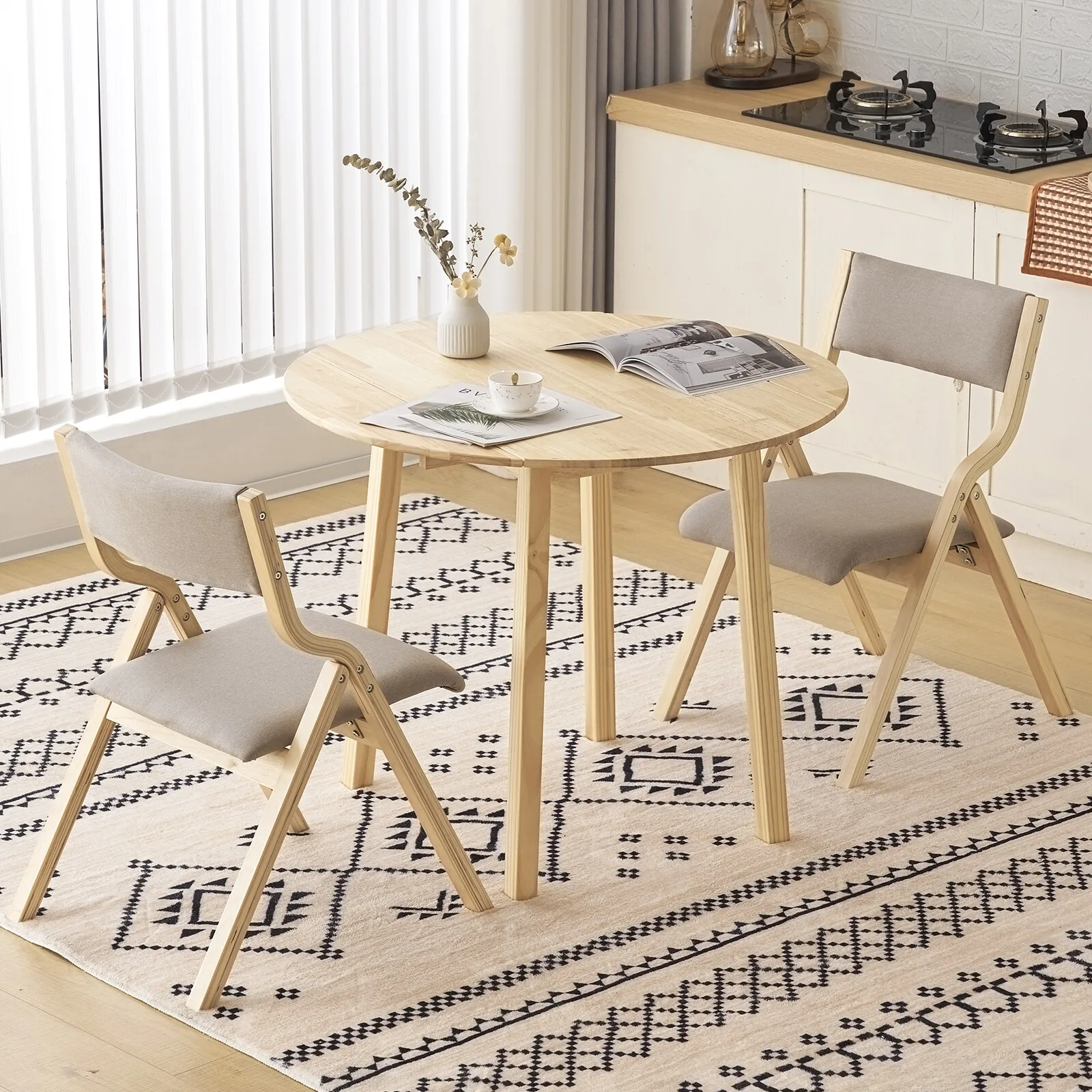

Floding Table Drop Leaf Table Dining Desk Saving Space for Kitchen Small Space