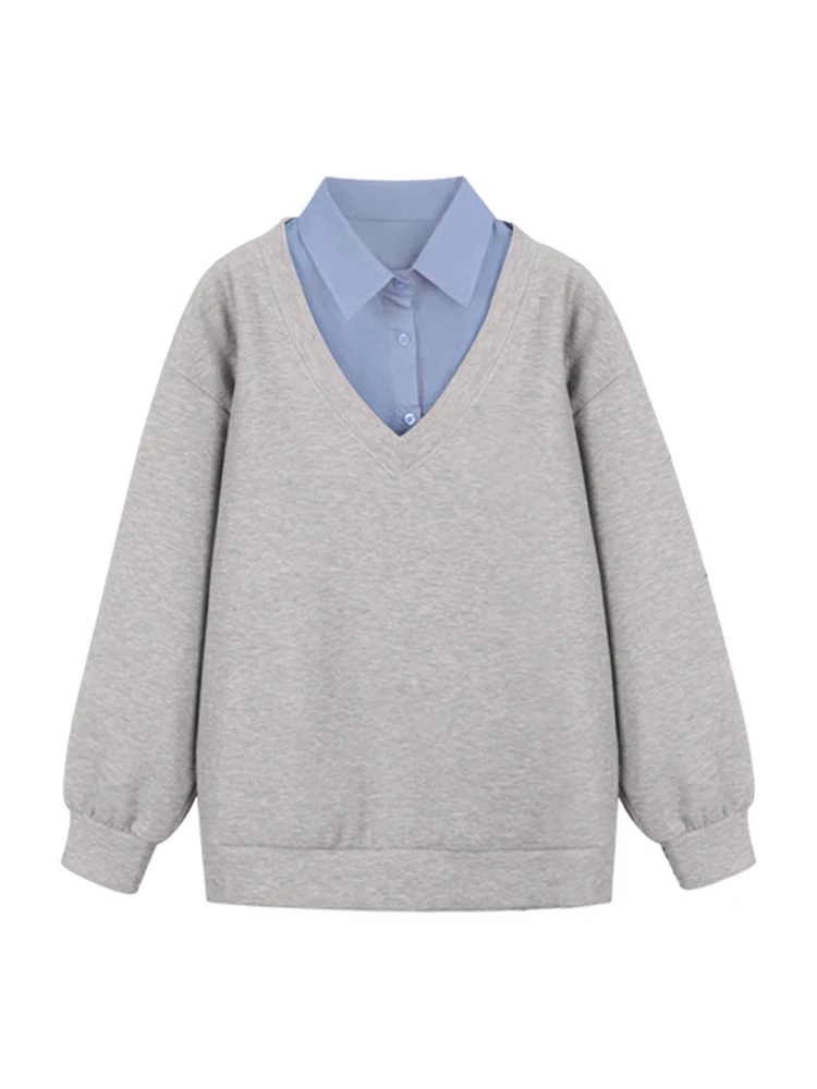 Loose Fit ex Hoodie Chic Collared Sweatirt Korean Sle Versatile Casual Long Sve T-irt for Men And Women