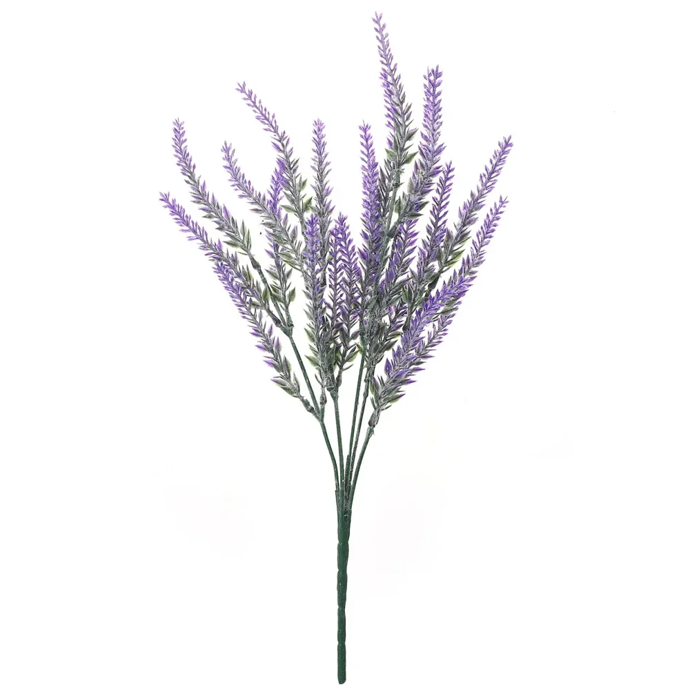 Espiga de trigo de 5 tenedores, simulación de flocado, lavanda pastoral, flor de simulación de boda, planta en maceta, ramo falso de plástico