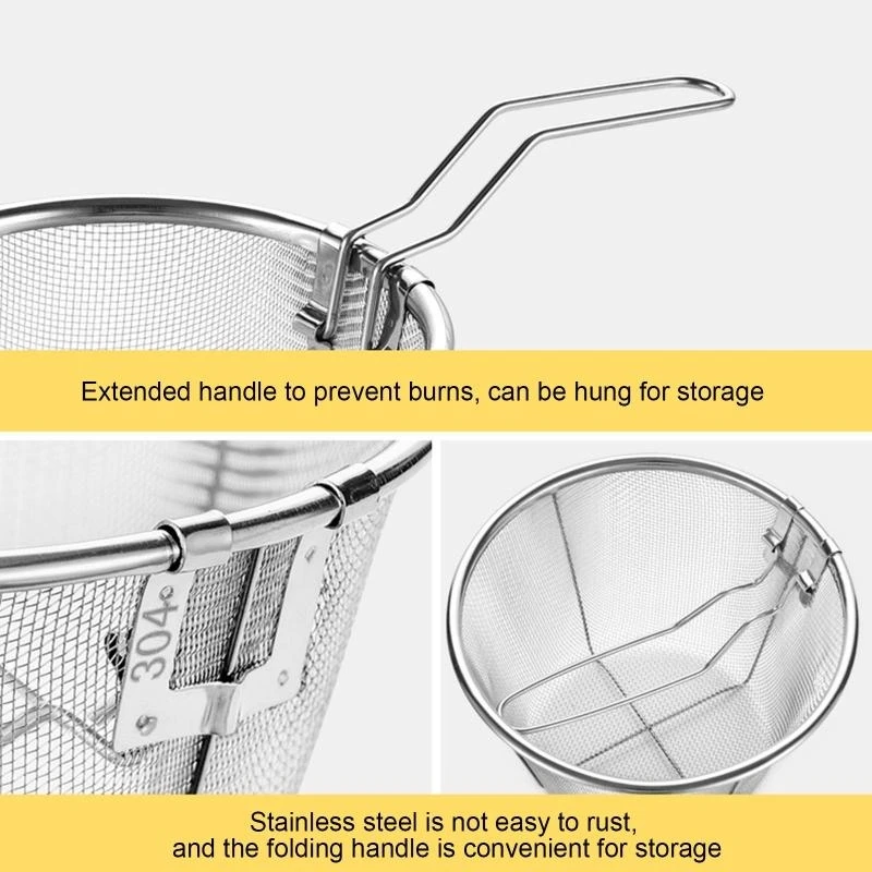 

for Creative Deep Round Fryer Wire Mesh French Chip Fry Basket 201 Stainless Ste