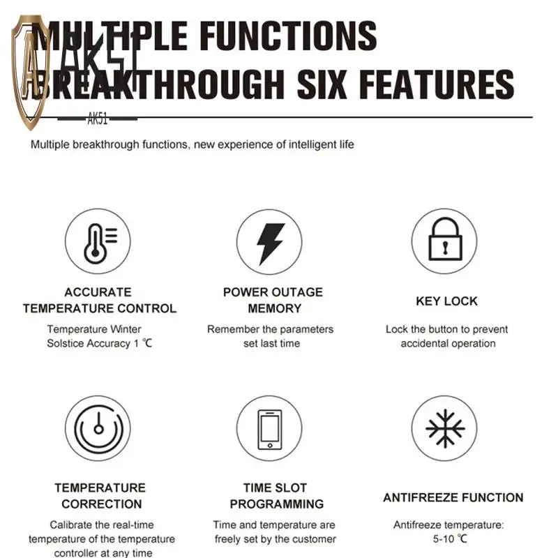 

AK51-Tuya Wi-Fi беспроводной термостат с сенсорным экраном, регулятор температуры, водяной/электрический подогрев пола, газовый котел для Alexa