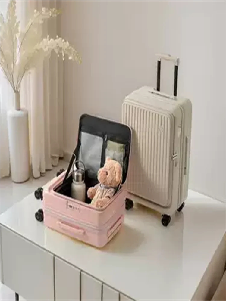 

6-дюймовый расширяемый женский дорожный чемодан большой вместимости с большим боковым отверстием, повседневный дорожный материал для ПК, универсальный