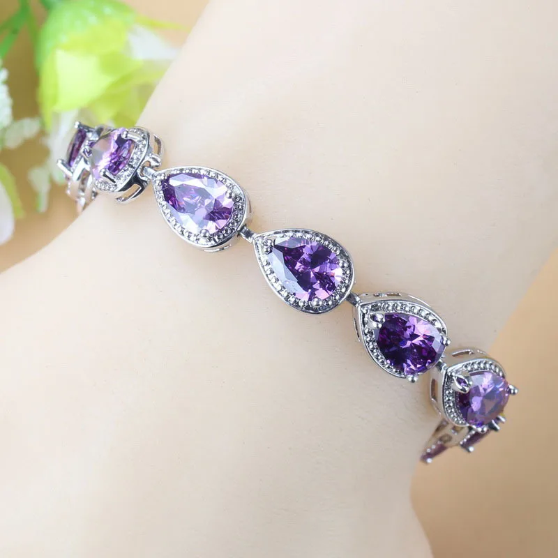 Stylish and Exquisite Water Drop Silver Color Bracelet Women\\\\\\\\\'s Extended 3 Color Zircon Gift Fashion Bracelet