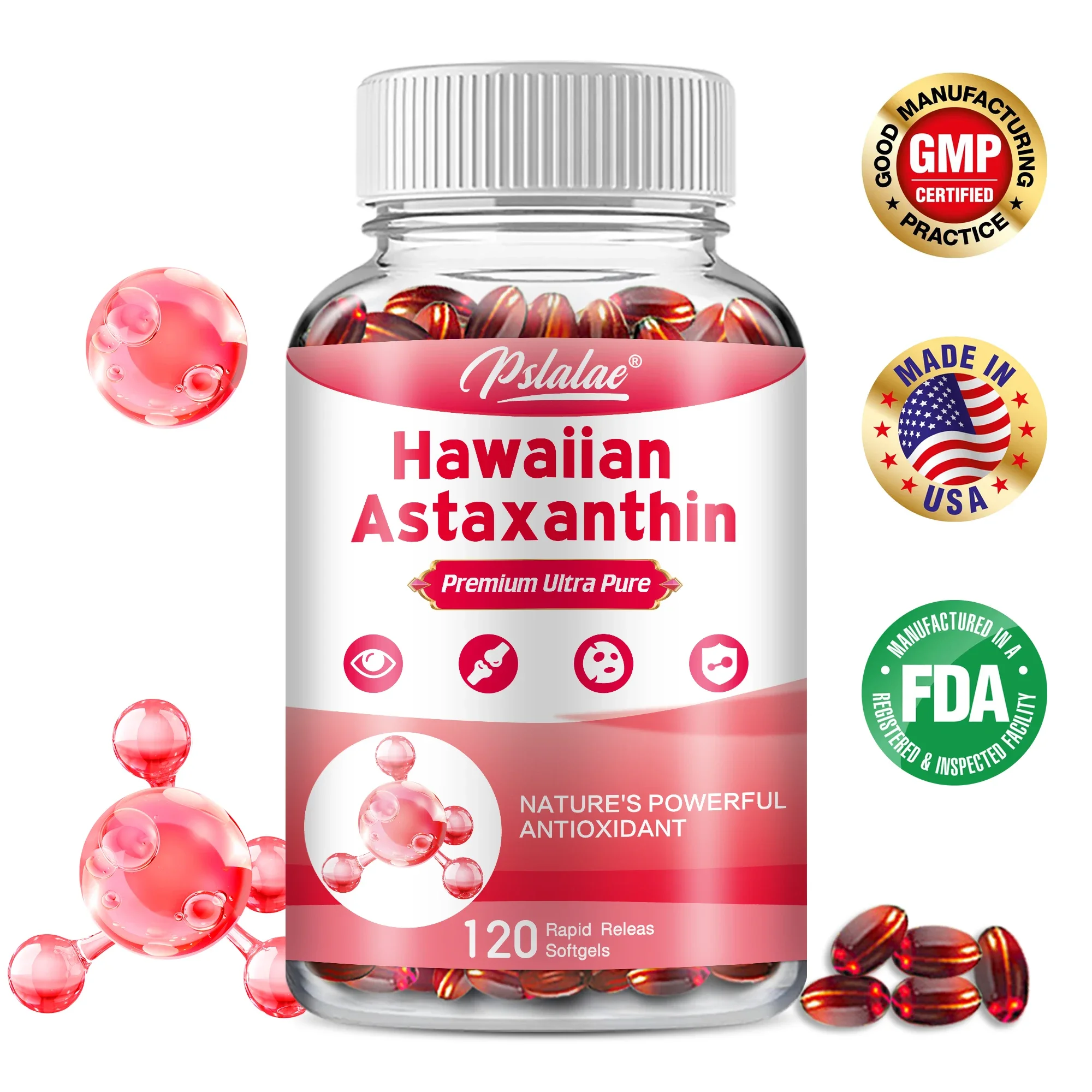 Astaxanthin - Supports Memory, Joint, Heart, Brain Cell Health, Made in The USA