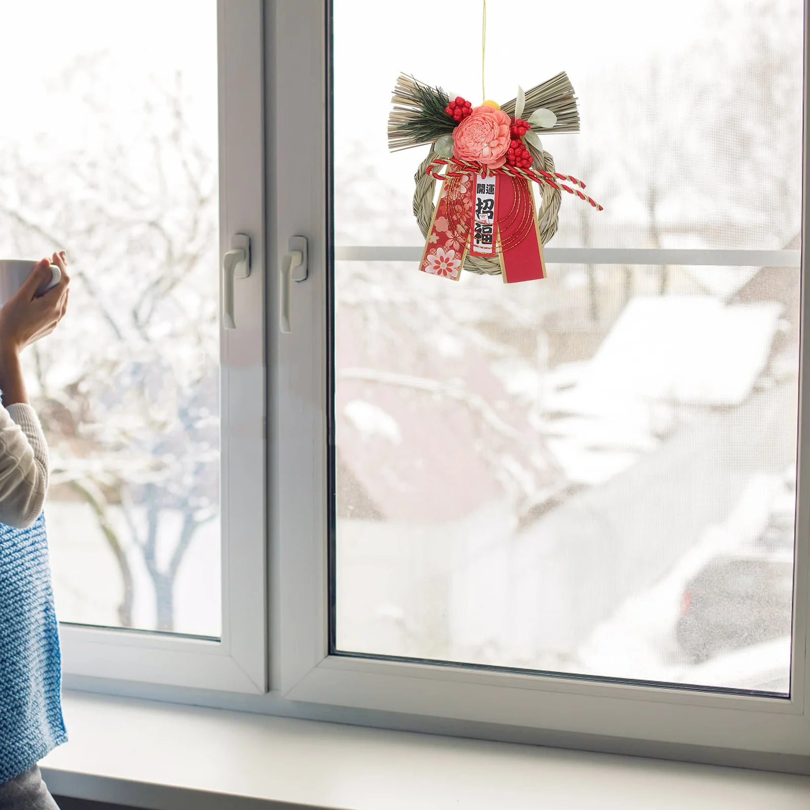 

1pcs Japanese Style New Year Wreath Decorative Hanging Ornament For Wall Door Vehicle Holiday Decoration Craft Wreath Pendant