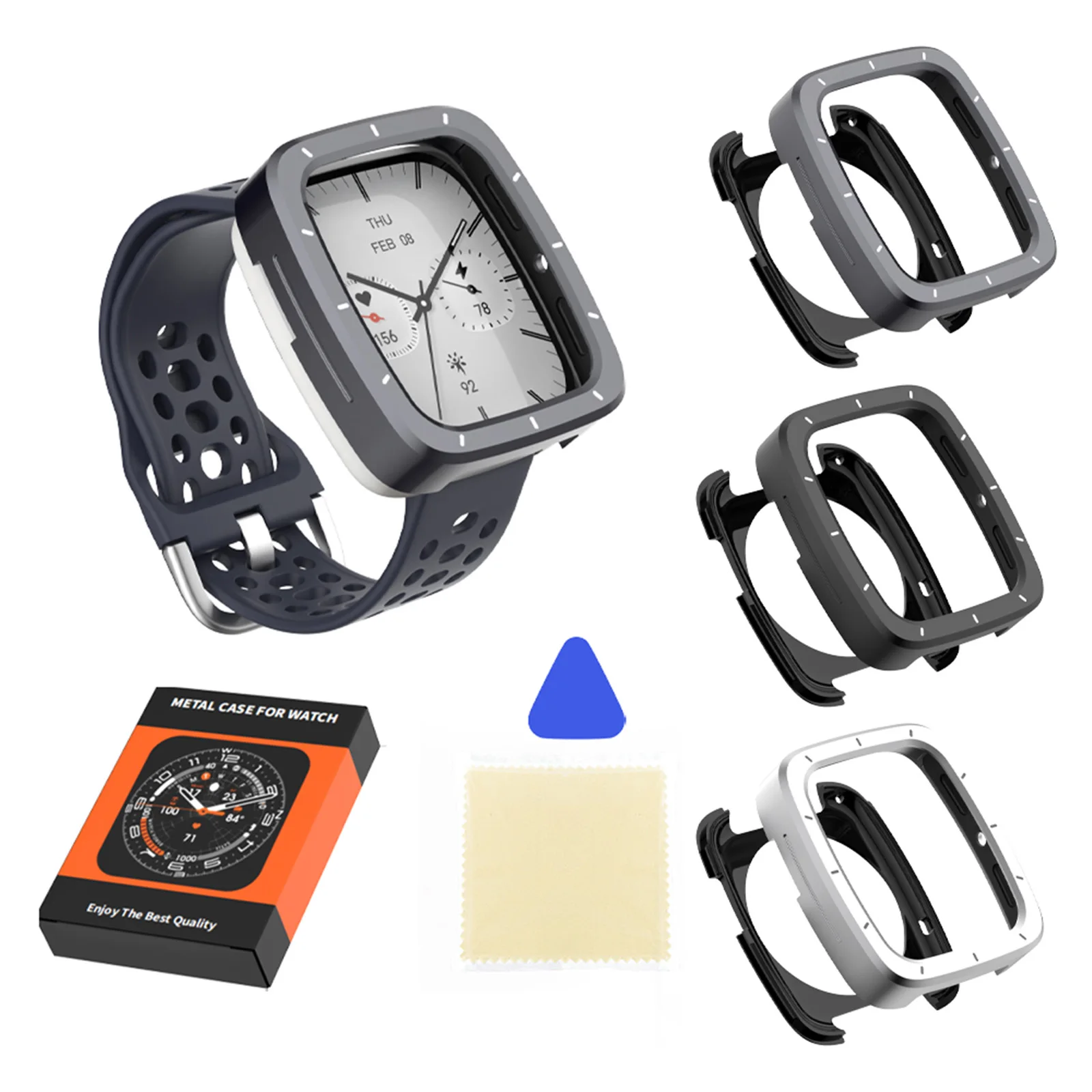 

Metal Case TPU Back Cover Protective Case Watch Protective Cover Frame for Amazfit Active 2 Square Smartwatch