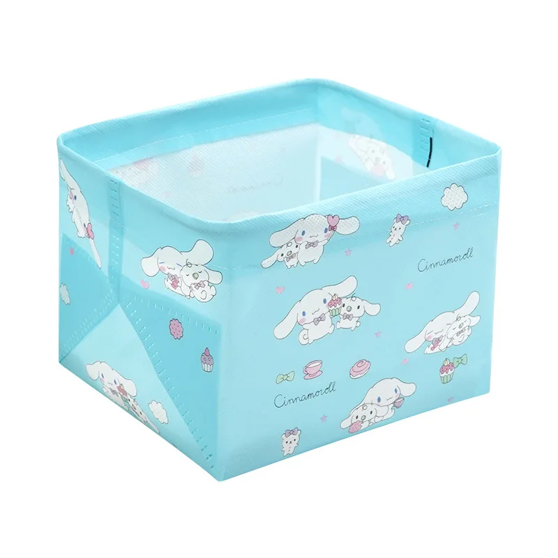 

Kawaii Sanrio Hello Kitty Cinnamoroll Cartoon Stationery Snack Folding Storage Basket Portable Dormitory Miscellaneous Storage