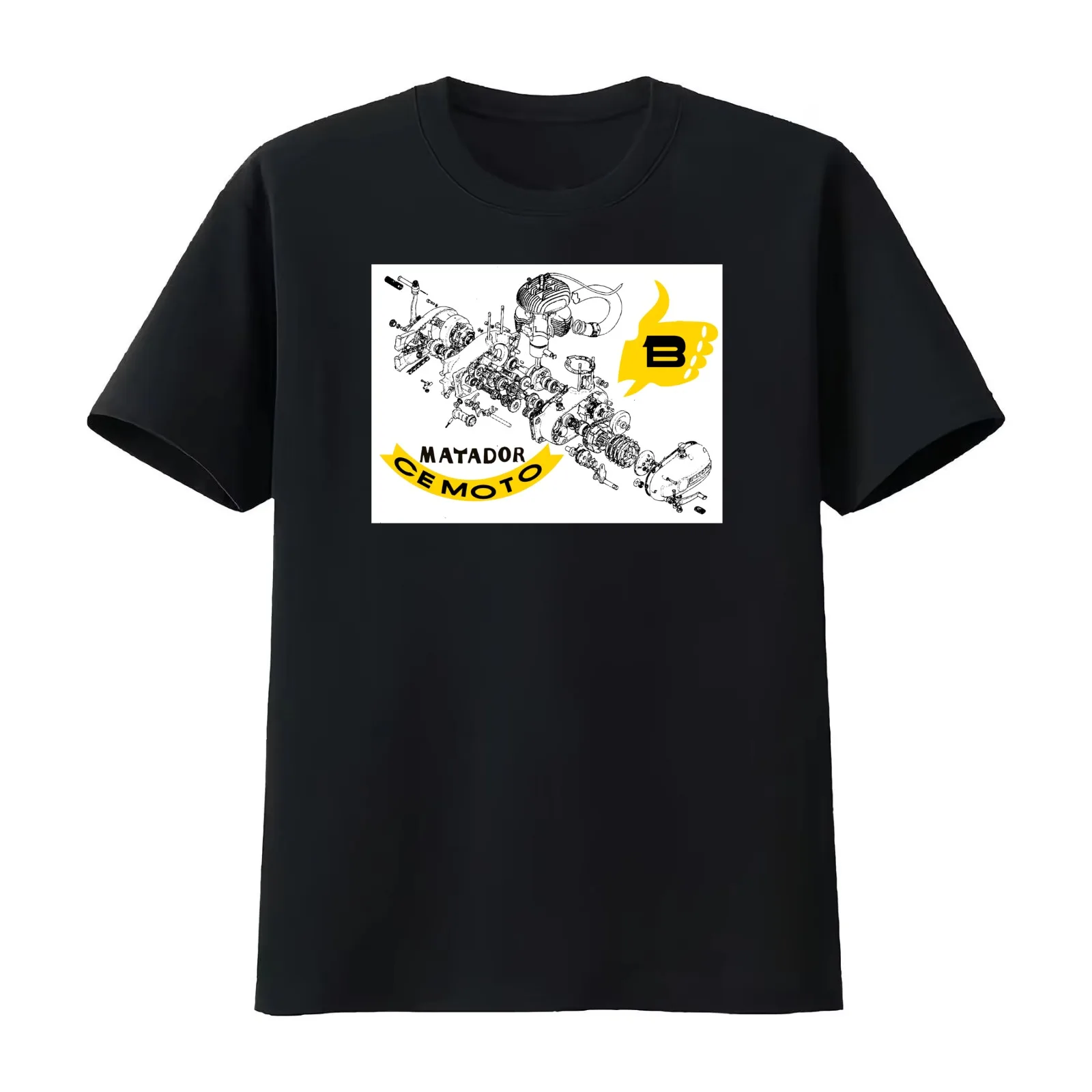 Bultaco Matador Motorcycle Dirtbike Exploded Engine View T-Shirt Summer Casual Cotton Tee Oversized Streetwear Tops
