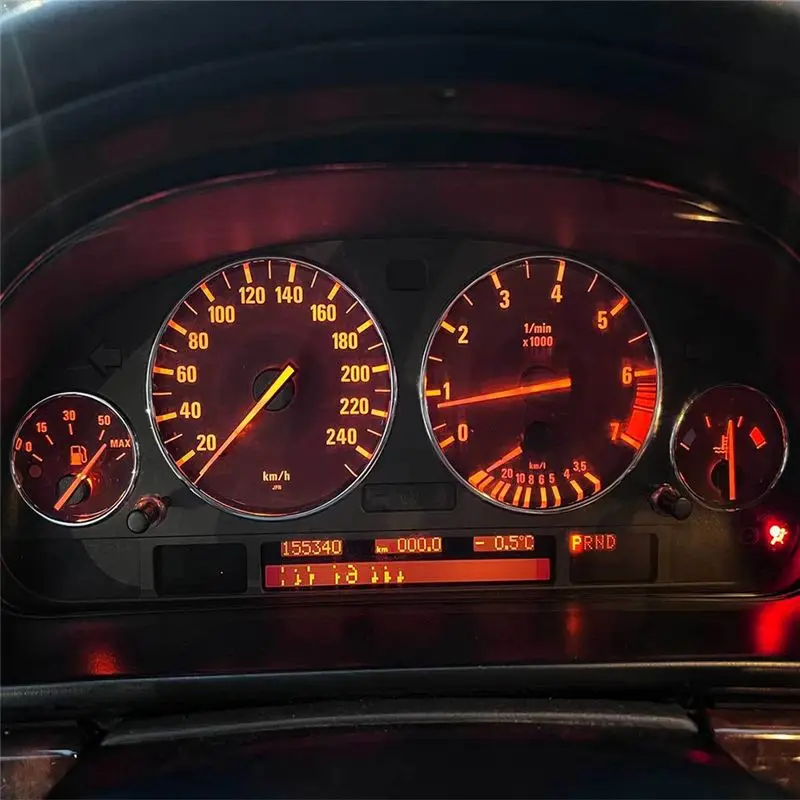 ABHX-Car Speedometer Cover Bezel Trim Dashboard Gauge Ring Set For BMW E39 5 Series E38 7 Series E53 X5 - view 5