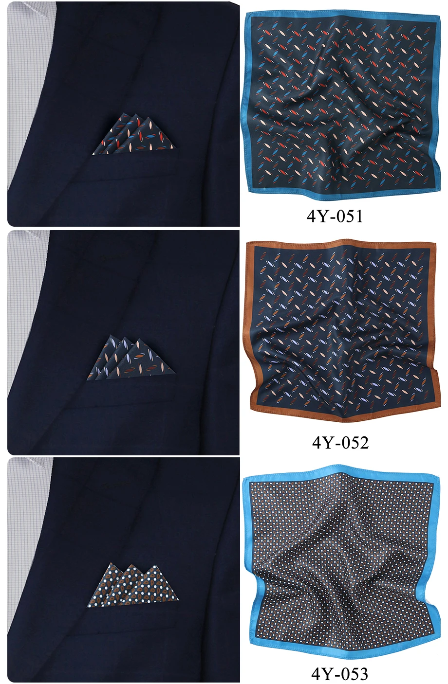 Tailor Smith Men's Classic Red Khaki Print Dot Handkerchiefs Paisley Floral Pockets Square Wedding Hankies Business Gift for Him