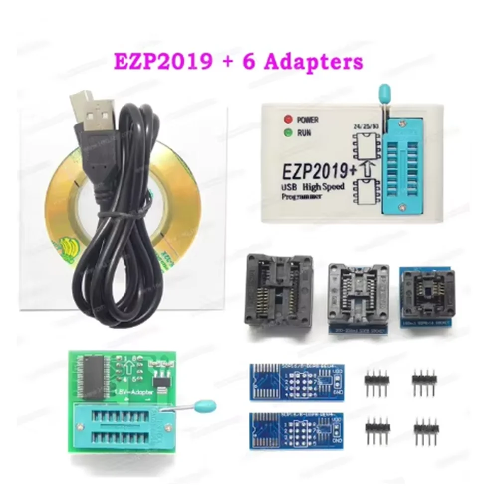 EZP2019+ Programator USB SPI + 12 adapterów Obsługuje 24 25 93 EEPROM 25 Flash Bios Chip Win7 i 8 lepszy niż EZP2013 EZP2010