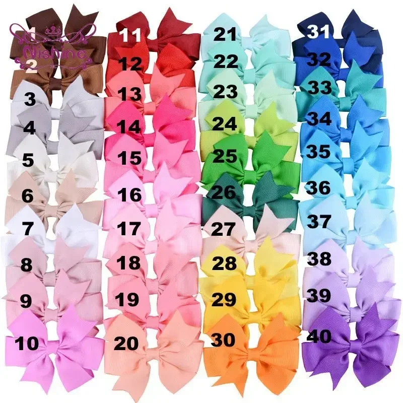 Nishine 20pcs/lot Grosgrain Ribbon Bows with Clips Baby Girls Bowknot Hairpins Children Photo Props Gifts Headwear Accessories