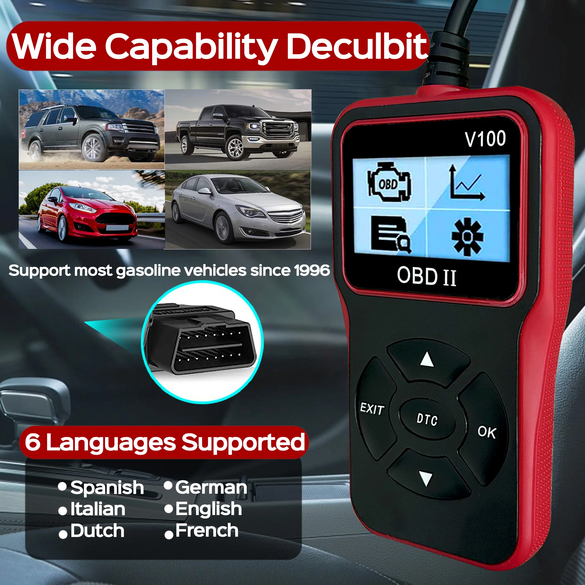 OBD2 Scanner Diagnostic Tool, Check Engine Code Reader OBD2 Scanner with Reset, I/M Readiness,  Auto Check Engine Light