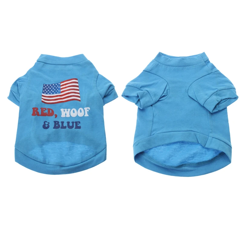 American Flag Pattern T-shirt For Dogs Blue Vest Shirts Pet Clothing Costume Puppy Clothes Outfits Ropa Perro