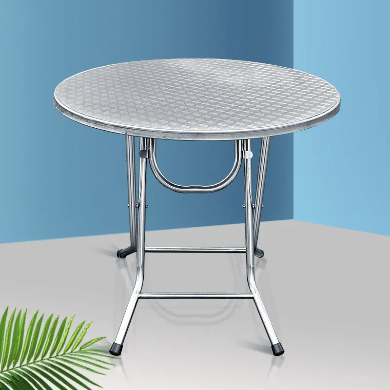 Hxl stainless steel foldable table dining table foldable round outdoor table