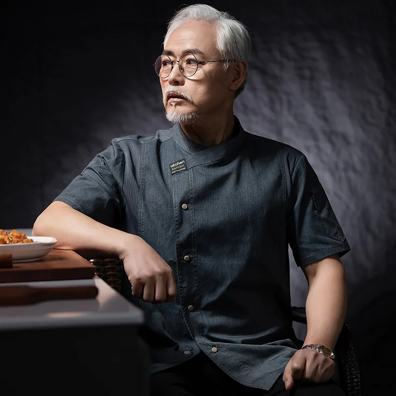 ホテルレストラン厨房作業服半袖シェフジャケットベーカリーペストリーシェフサマーホワイトキッチンコート