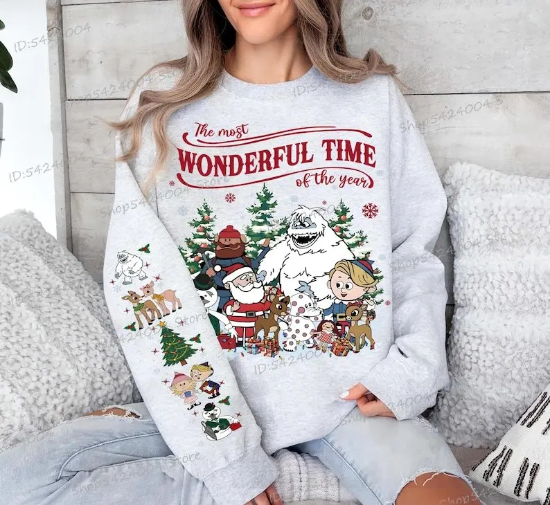 خمر عيد ميلاد سعيد البلوز طباعة طويلة الأكمام Crewneck الرجعية البلوز للنساء الرجال الخريف الشتاء عيد الميلاد بلوزات #3