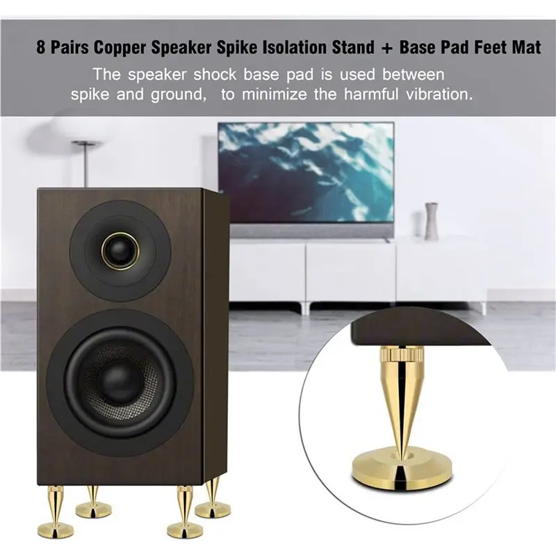 delicate-texture-24-pairs-copper-speaker-spike-isolation-stand-with-base-pad-feet-mat-for-speaker-amplifier-dvd-player-record
