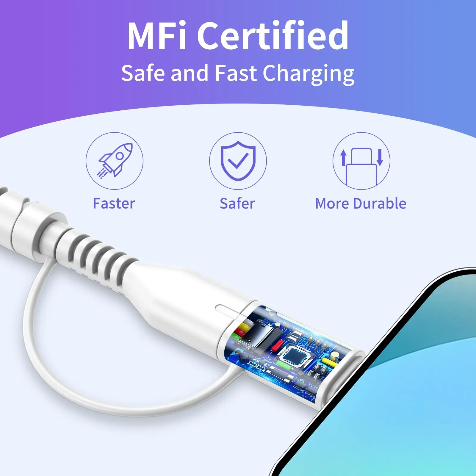 لطيف مطرز كابل شاحن الهاتف الحيوانات الأليفة لدغة حماية شواحن الهاتف 2 في 1 USB-A إلى USB-C إلى الهاتف شحن سريع كابل مزامنة البيانات #4