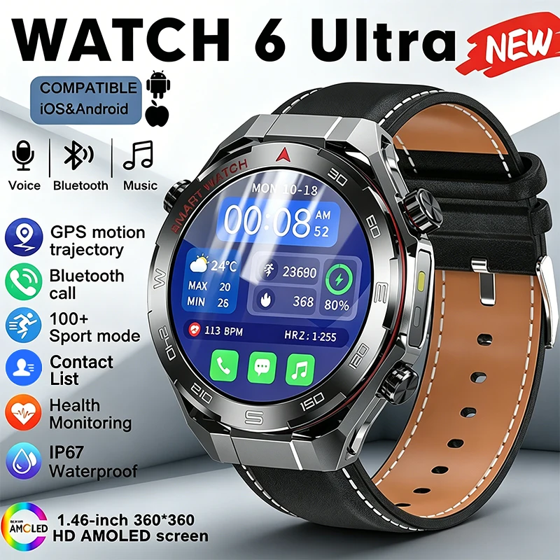 

New Smart Watch Health Detection Sports Mode Sleep Monitoring Wireless Calling 1.46 High Definition Large Screen Smart Glasses