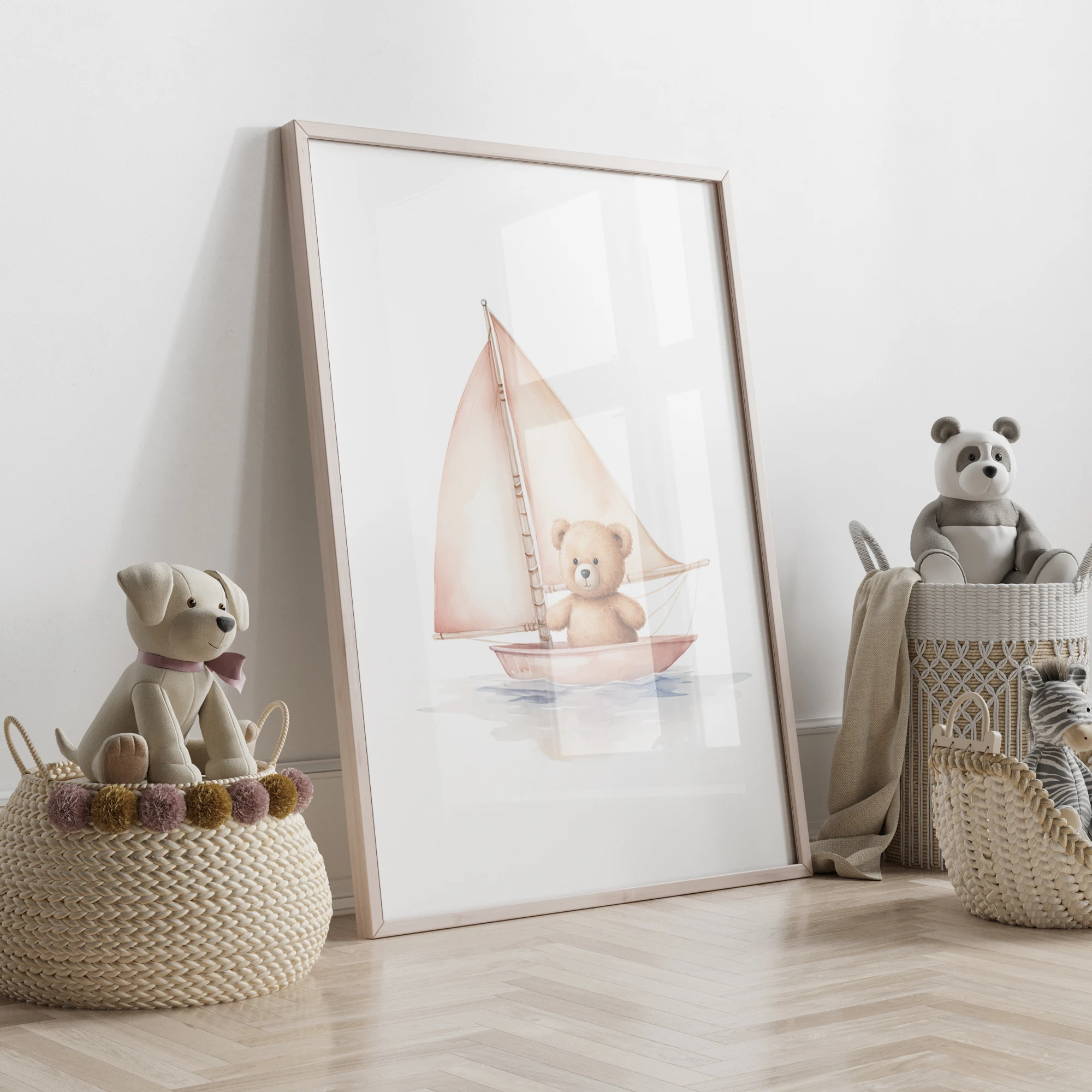 3 ชิ้นหมี Sailing ตกปลา Warm Heart ของขวัญการปรับแต่ง Wall Art พิมพ์ภาพวาดผ้าใบภาพโปสเตอร์สําหรับห้องนั่งเล่นตกแต่งบ้าน