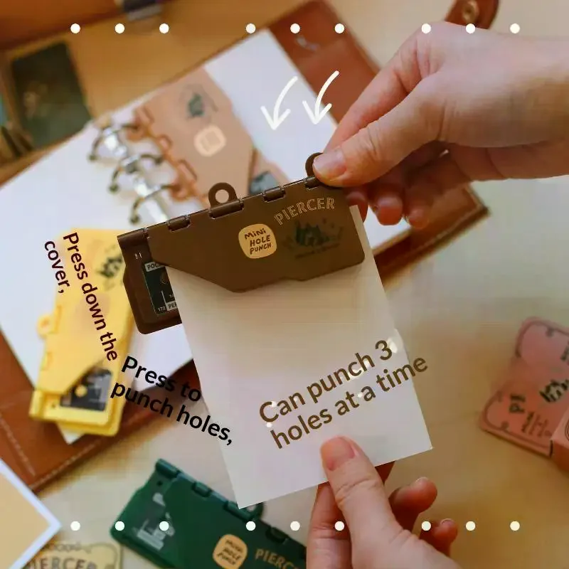 1Pcs Loose Leaf Notebook M5/ Portable Binder Punching Machine 3-Hole 4mm Card Hole Punch Office Supplies