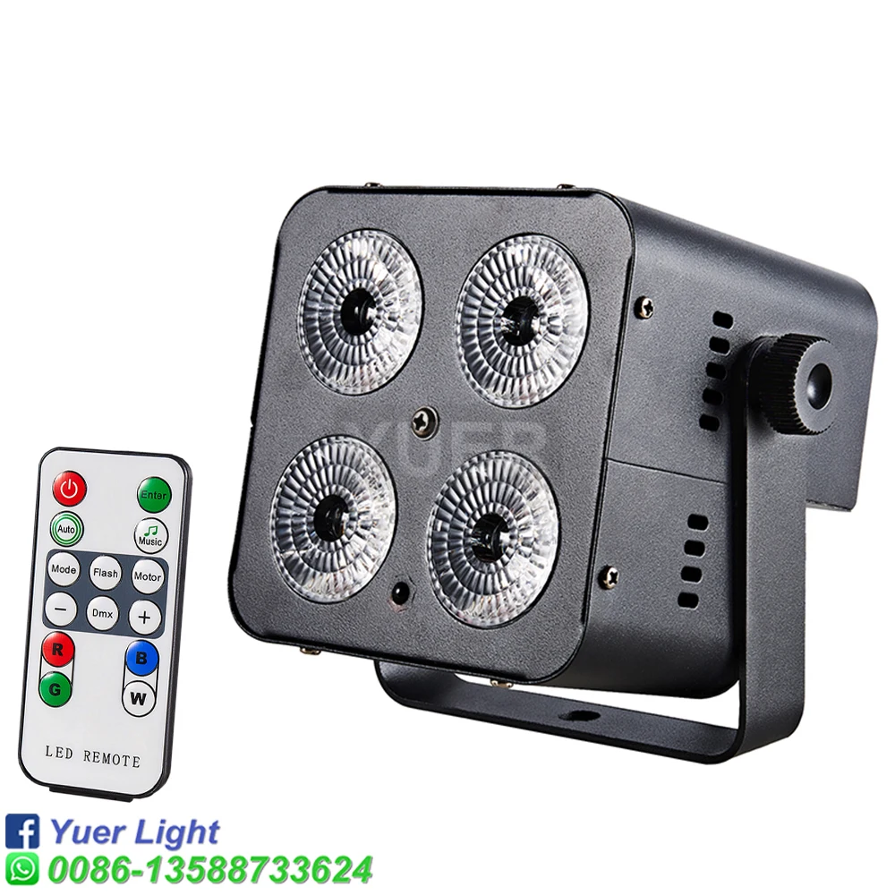 Free Shipping Remote Control Mini Aluminum Shell 4X10W LED RGBW Par Light Dyeing Effect Light DMX512 4/8CH DJ Disco Room Party