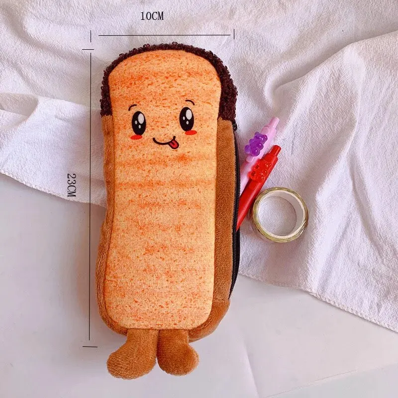 1pcs Creative Toast Bread Pencil Case Large Capacity Universal Student Pencil Case Pouch Children Stationery Gift Pencilcase