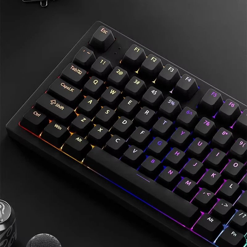 130+ Keys Black Custom Double Shot Shine Through Keycaps RGB Backlit PBT Keycaps Cherry Profile for MX Switches Gaming Keyboard