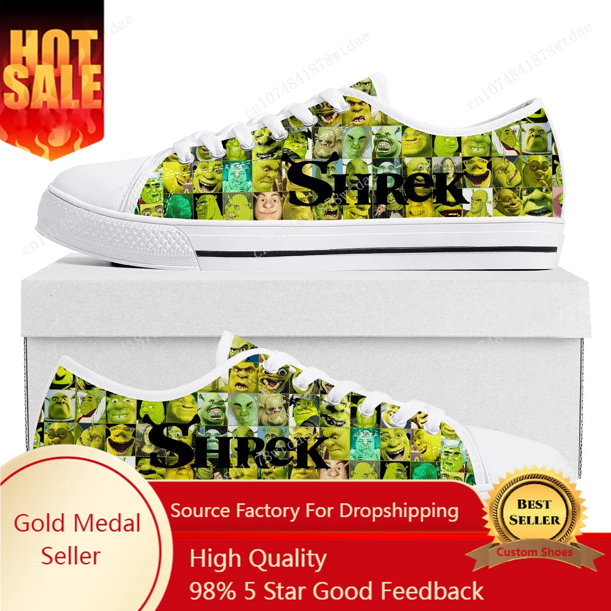 

S-Shreks Low Top Sneakers Womens Mens Teenager High Quality Canvas Sneaker Couple Anime Cartoon Comics Manga Custom Made Shoes