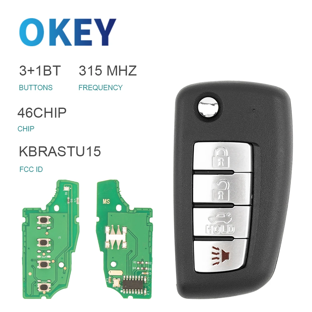 

Автомобильный ключ-брелок Okey с чипом ID46 KBRASTU15 для Nissan Versa 2007-2013, Xterra 2005-2014