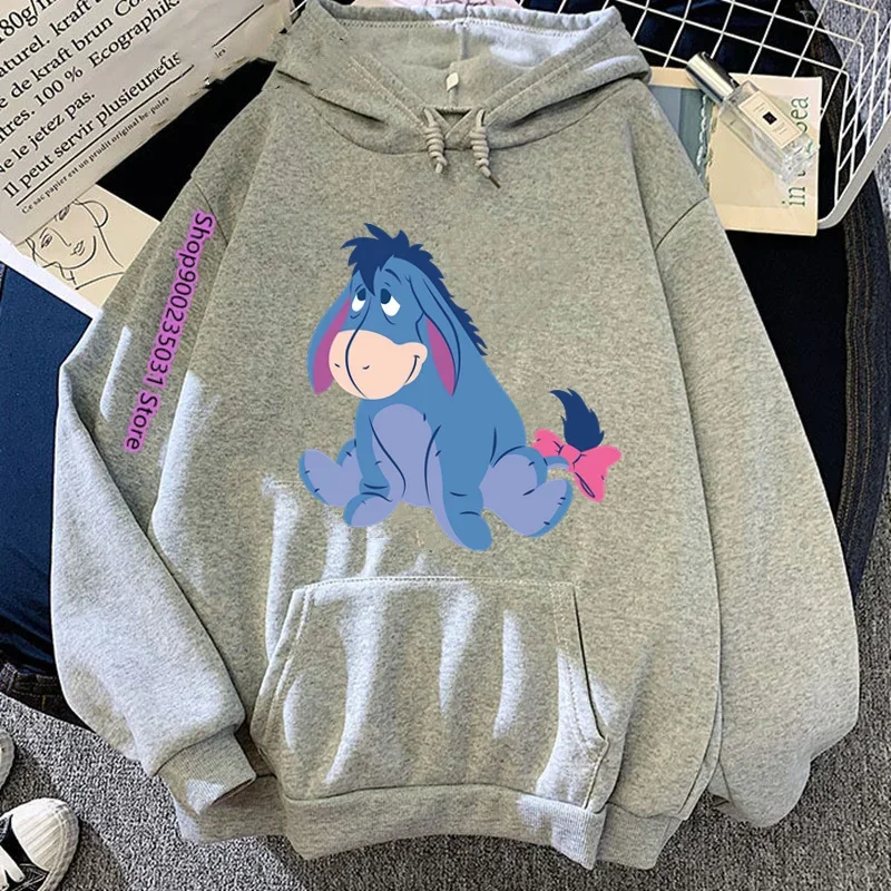 Oversized Eyore Karakter Print Anime Winnie De Poeh Hoodie Vrouwen 2024 Goth Y2k Leuke Hoodies Esthetische Populaire Losse Sweatshirt