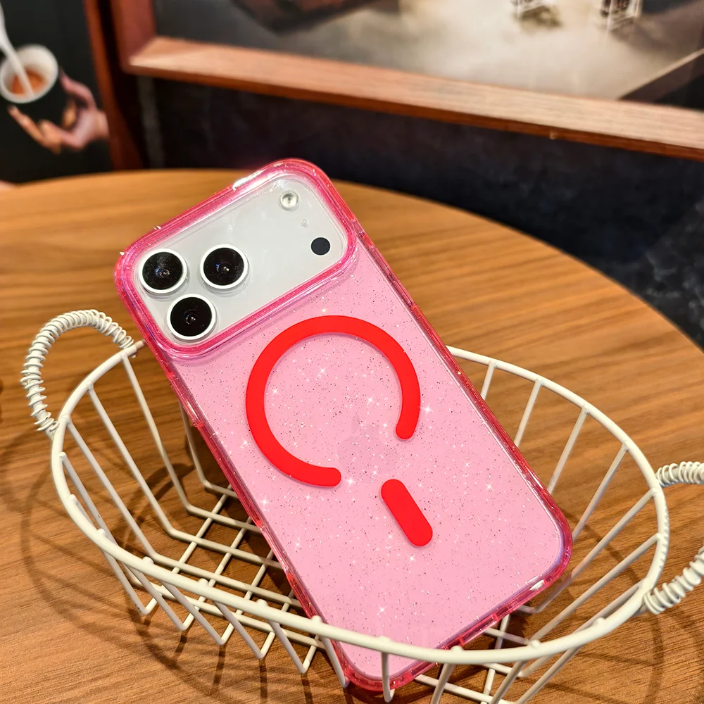 حافظة هاتف محمول لهاتف iphone17/16ProMax مغناطيسية مرصعة بالنجوم ومضادة للخدش، 17 حافظة حماية مغناطيسية عالية النفاذية.