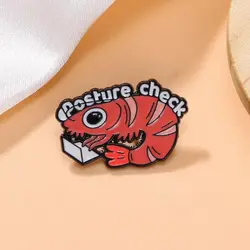 Cute Cartoon Crayfish Working On A Computer Enamel Brooch Creative Animal Lapel Pin Badge Backpack Clothing Hat Accessories