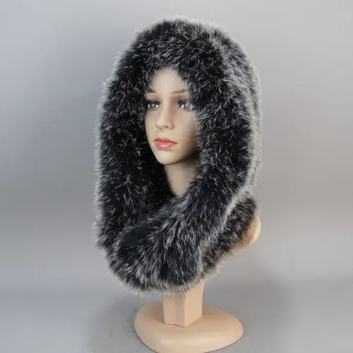 Luxury Knit Genuine Fur Caps Muffler Winter Thick Women 100% Natural Fox Fur Hat Scarves Lady Warm Fluffy Real Fox Fur Hat Scarf - Image 16