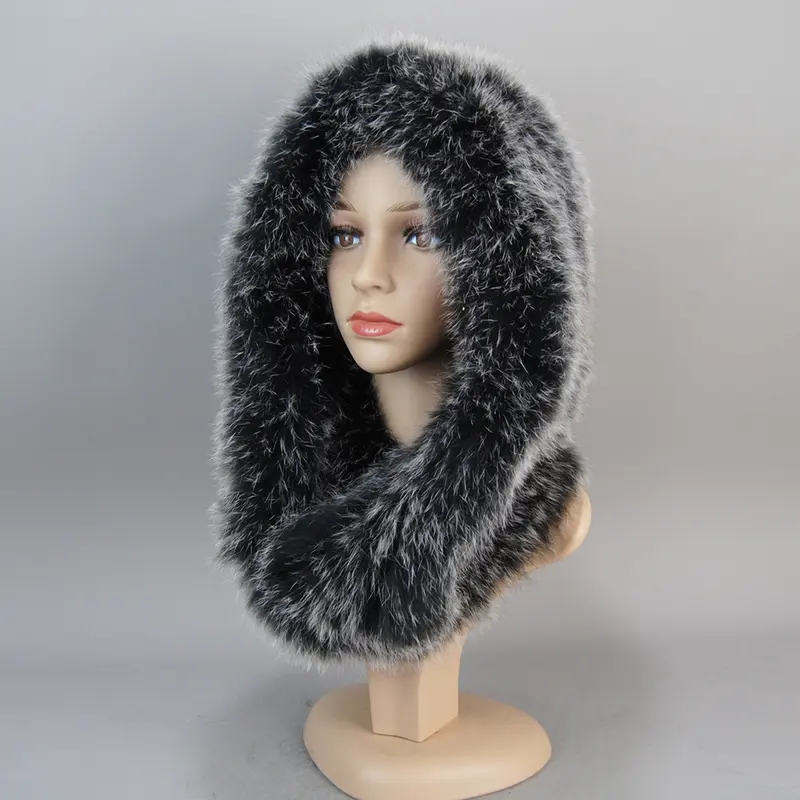 Luxury Knit Genuine Fur Caps Muffler Winter Thick Women 100% Natural Fox Fur Hat Scarves Lady Warm Fluffy Real Fox Fur Hat Scarf - Image 16